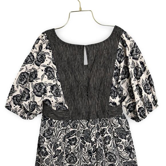 Anthropologie Bloomingprint Cotton FloralPrint Midi Dress Square Neckline Size 8 - Picture 5 of 11